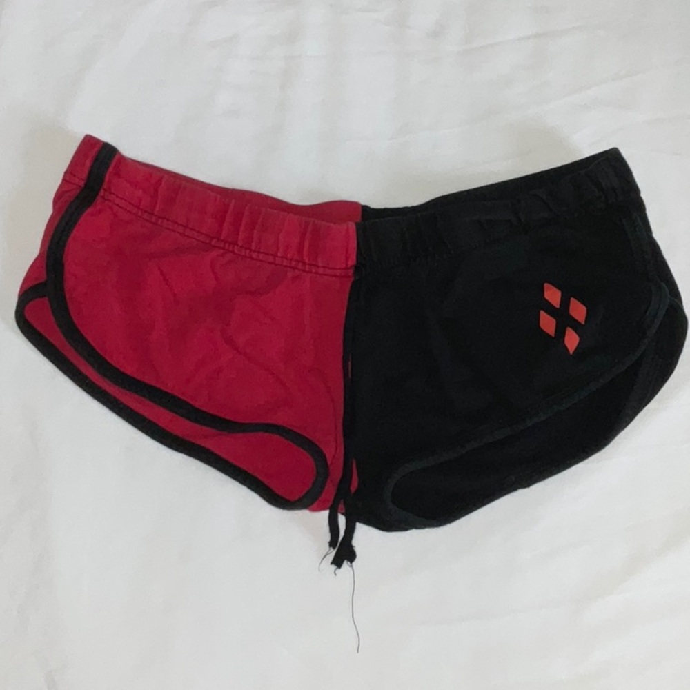 Red and Black Athletic Shorts with Split Design